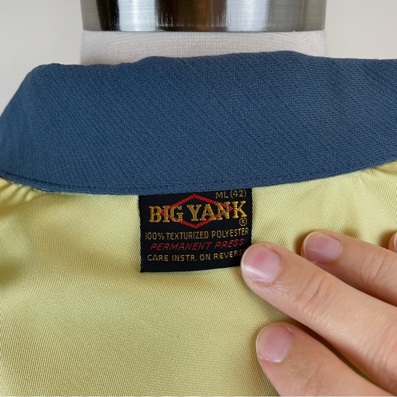 Big Yank Vintage Union Made Polyester Double Knit Dress Pants Shirt Set Men Blue - Picture 4 of 11